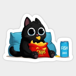 Funny cartoon black cat Sticker